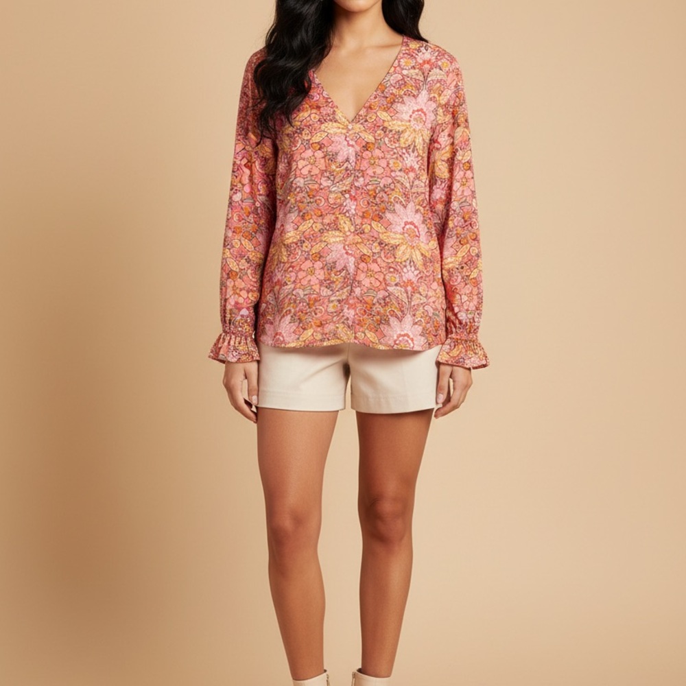 LOFT long sleeve flowered blouse